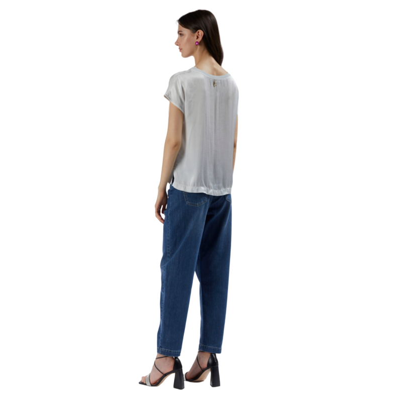 CafèNoir Blusa con caniche corte a pipistello C7JC0067 W065 gesso
