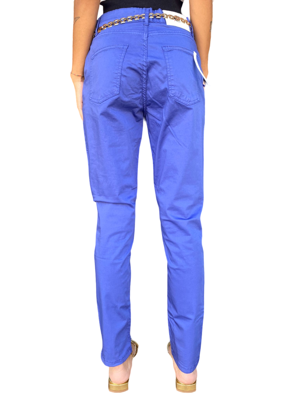 CafèNoir pantalone aderente in tinto capo C7JP0169 B055 azzurro