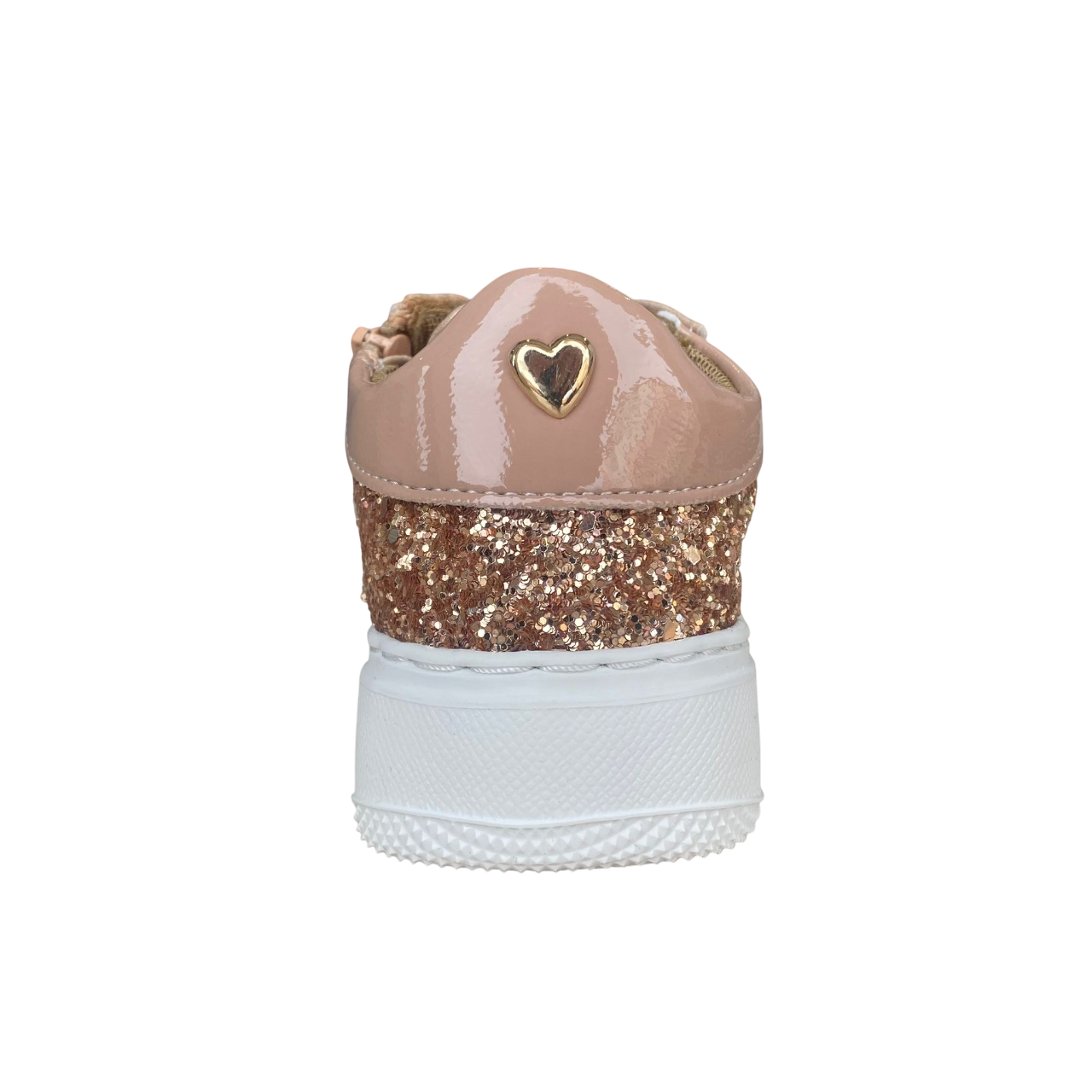 CafèNoir scarpa sneakers da bambina con laccio e zip laterale e glitter c2610 rosa-oro