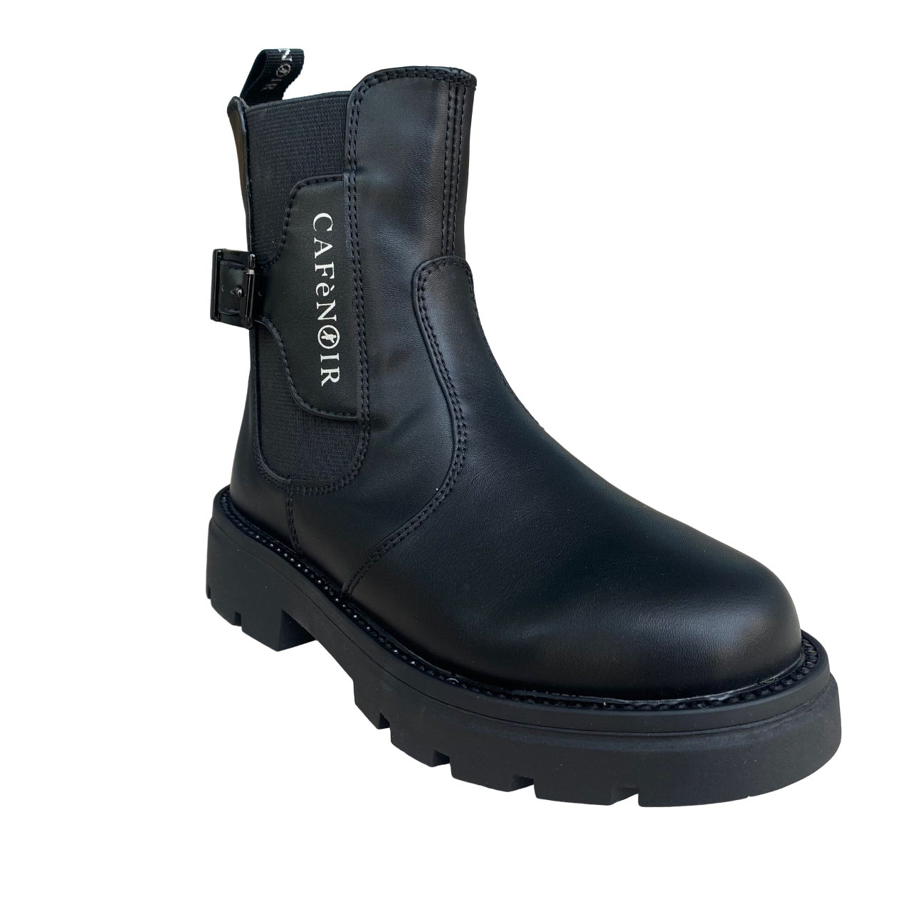CafèNoir stivaletto da ragazza con elastico e cerniera laterale più fibbia c-2620 nero