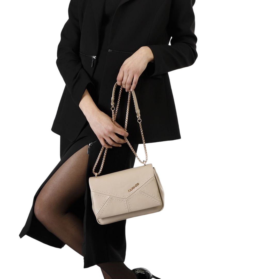 Cafènoir borsa con pattina con microrivetti applicati C3NG0722 M005 tortora
