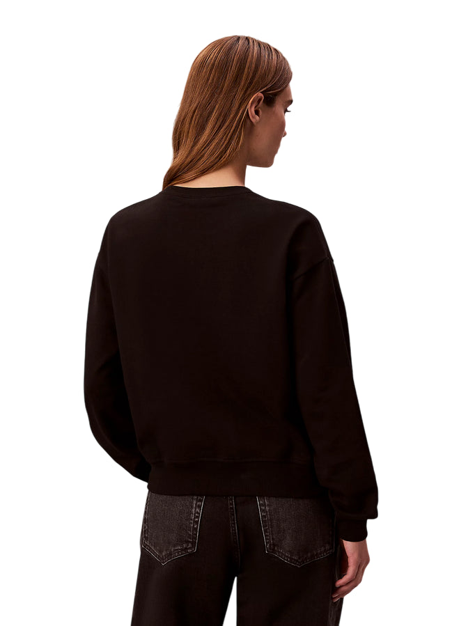 Calvin Klein Felpa Monologo LV047B234GUB1 Nero | Donna relaxed spugna cotone logo minimal - retro