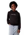 Calvin Klein Felpa con Cappuccio Unisex Junior INST. LOGO IU0IU00679BEH Nera - foto mezzo busto