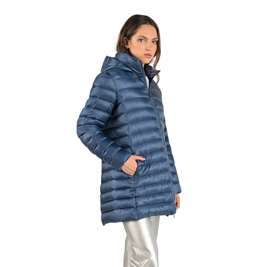 Canadian giubbotto lungo da donna con cappuccio Teslin recycled CN.G224204WRE/DKDEN blu denim