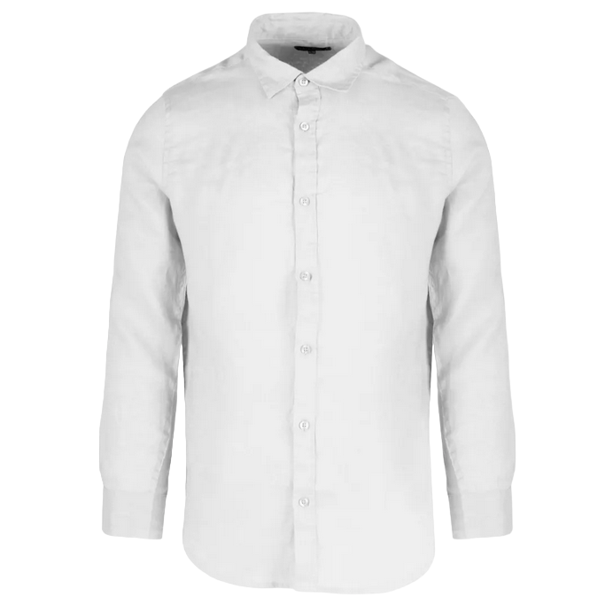 Censured camicia da uomo manica lunga in lino SM6437TLICA 00 bianco