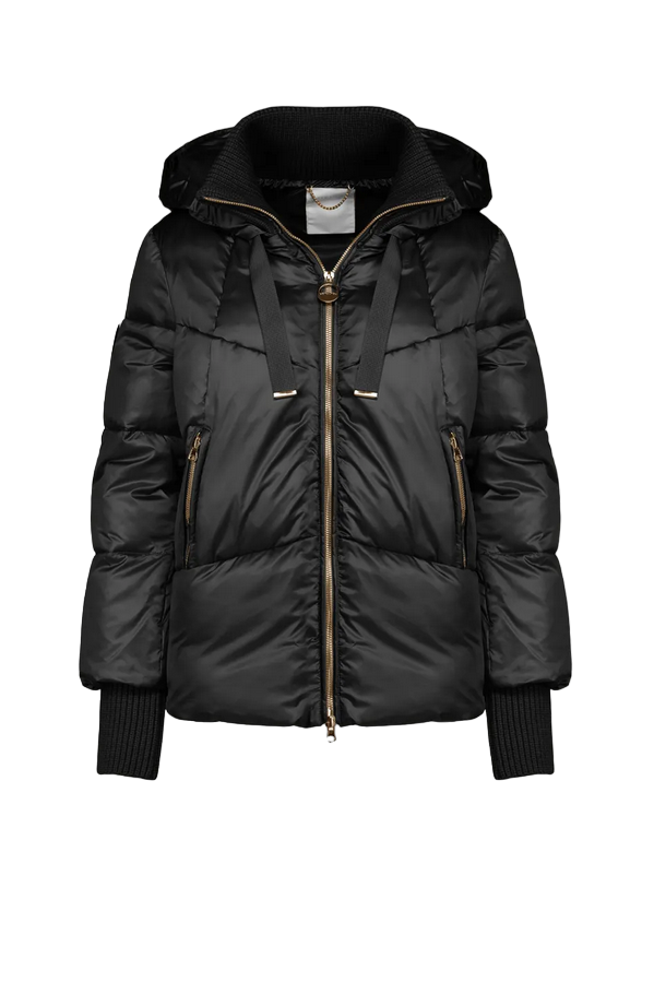 Censured giacca con cappuccio da donna con collo e polsino in costina JW C010 T N TT3 90 nero