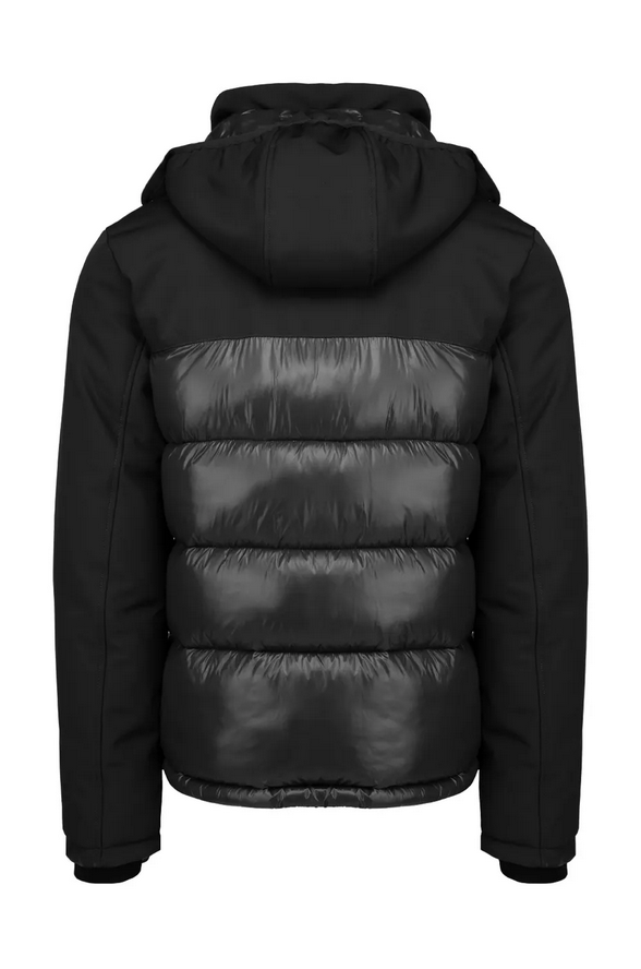 Censured piumino da uomo corto con cappuccio e maniche lisce JM C112 T HLN3 90 nero