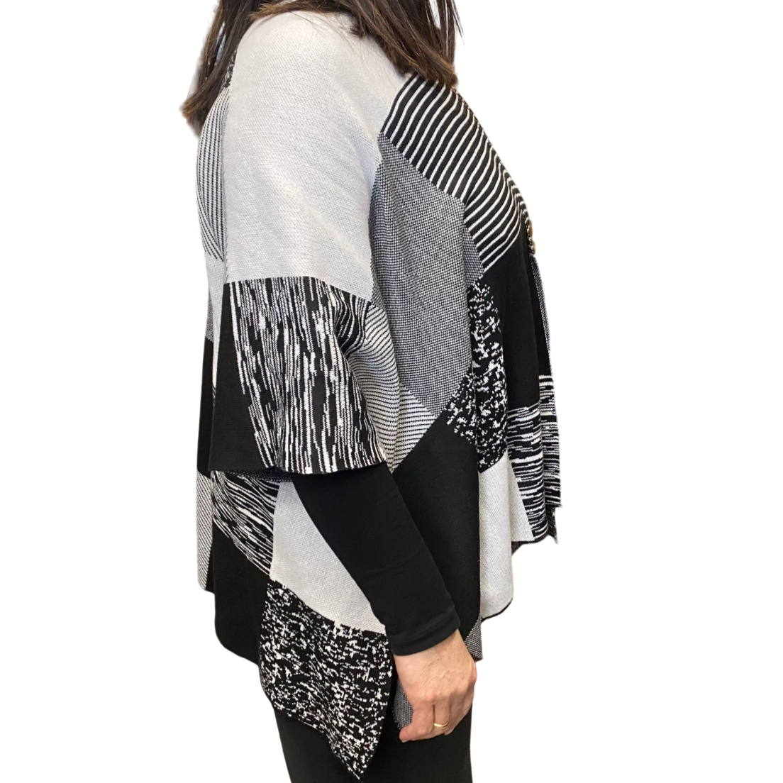 Censured scialle con maniche da donna WW2175 T TPW1 0190 bianco-nera