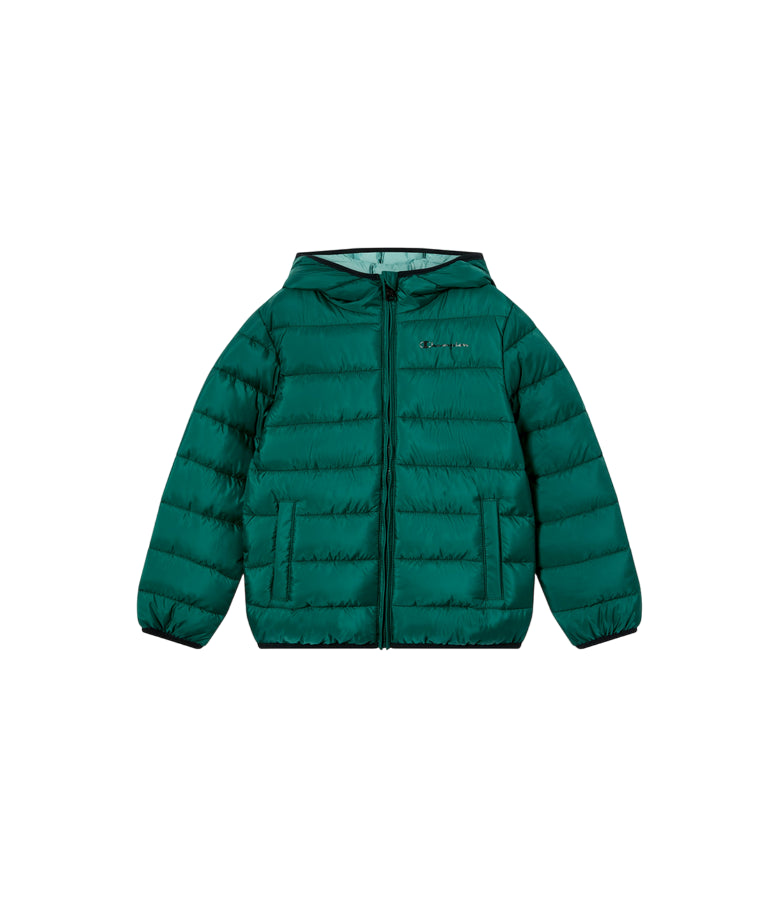 Champion Giacca Bambino Cappuccio 307222 GS584 Verde – imbottita, idrorepellente, comfort, stile