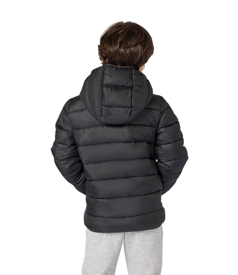 Champion Giacca Bambino Cappuccio 307222 KK001 Nero – imbottita, idrorepellente, comfort, stile - indossato retro