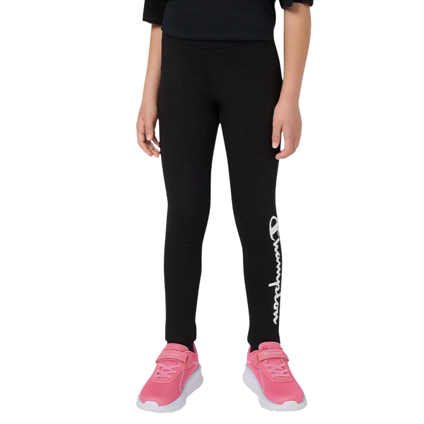 Champion Leggings Bambina Interno Felpato 405248 KK001 Nero - Comfort e Stile con Logo Script