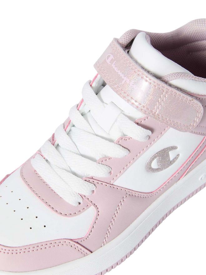 Champion – Sneakers Alta Ragazza Rebound 18 Mid Cut S32489 WW011 Bianco-Rosa | Stile Moderno, Comfort e Praticità - dettaglio