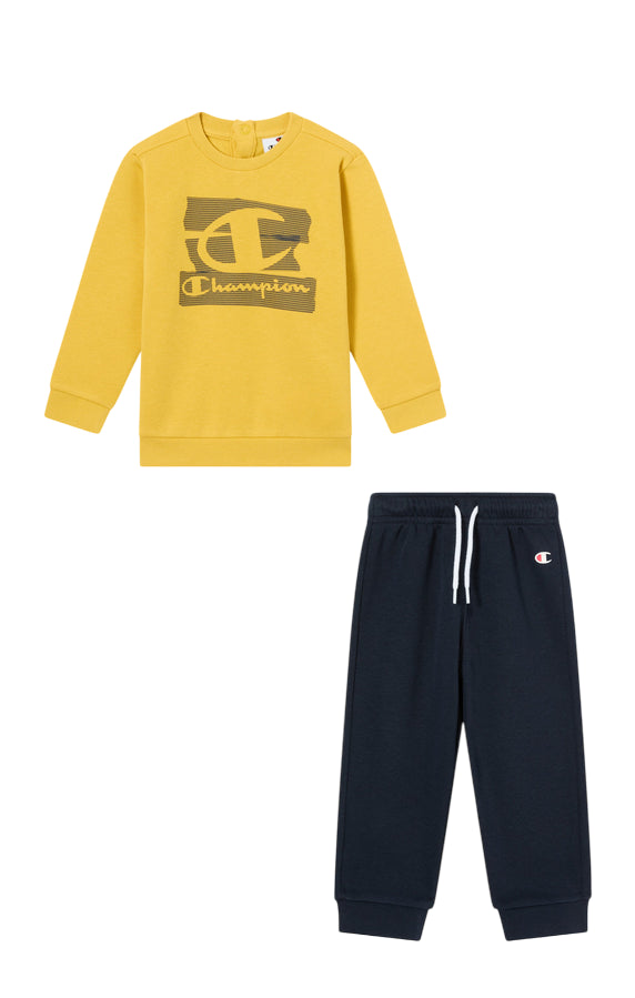Champion Tuta Bambino Felpa Girocollo 307268 YS153 Giallo-Blu - Tuta Sportiva Comfort e Stile per Bambini