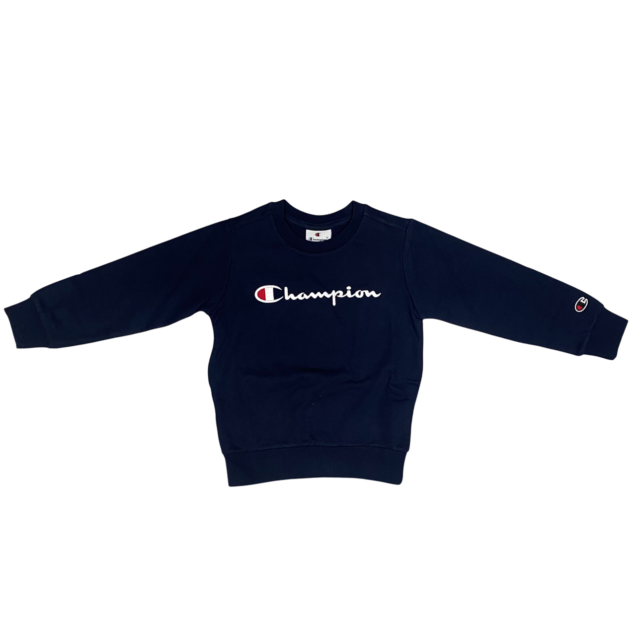 Champion felpa girocollo da junior in cotone garzato con logo ricamato 307030 BS501 blu