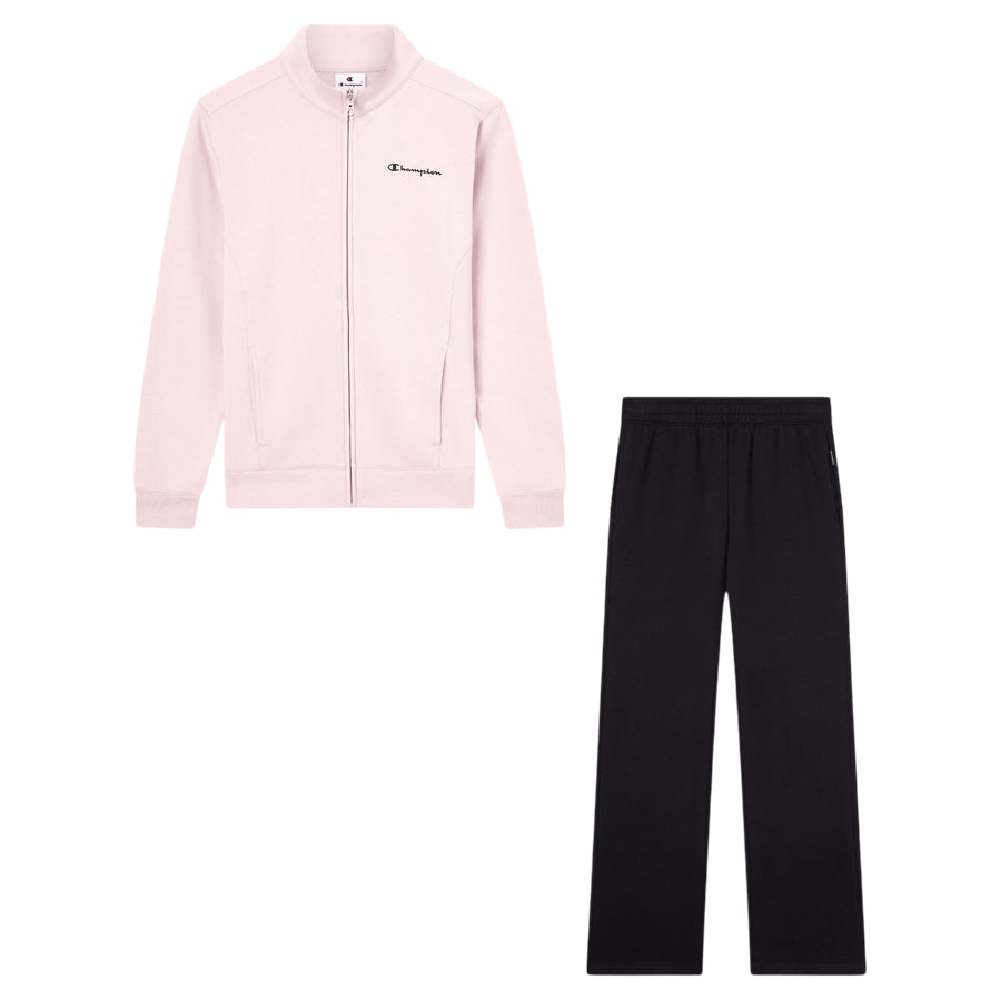 Champion tuta donna full zip 118289 PS208 rosa-nero - completo sportivo elasticizzato comfort e stile - tuta