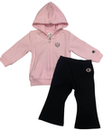 Champion tuta sportiva da bambina con cappuccio in leggero cotone garzato 405116 PS195 rosa-nero