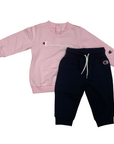 Champion tuta sportiva da bambina con felpa girocollo con ricamo 307054 PS195 rosa-blu