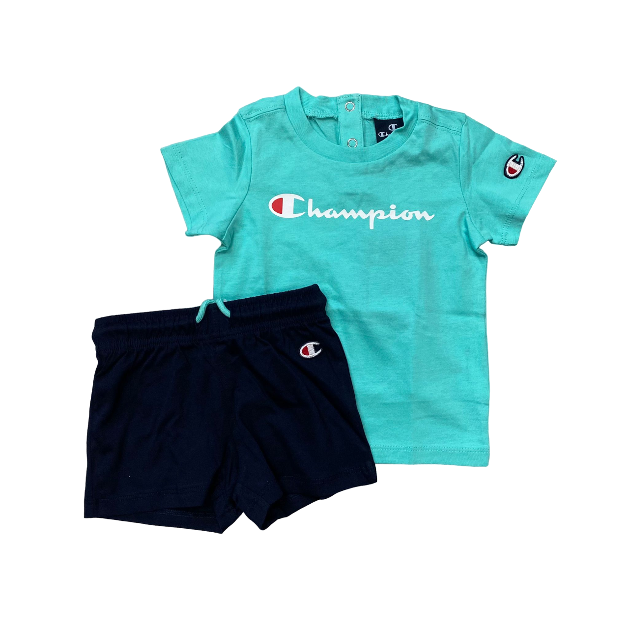 Champion completino da infant maglietta e pantaloncino 306782 BS049 verde acqua blu