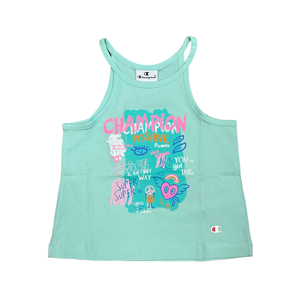 Champion completo da ragazza canotta e pantaloncino 404930 GS009 verde acqua