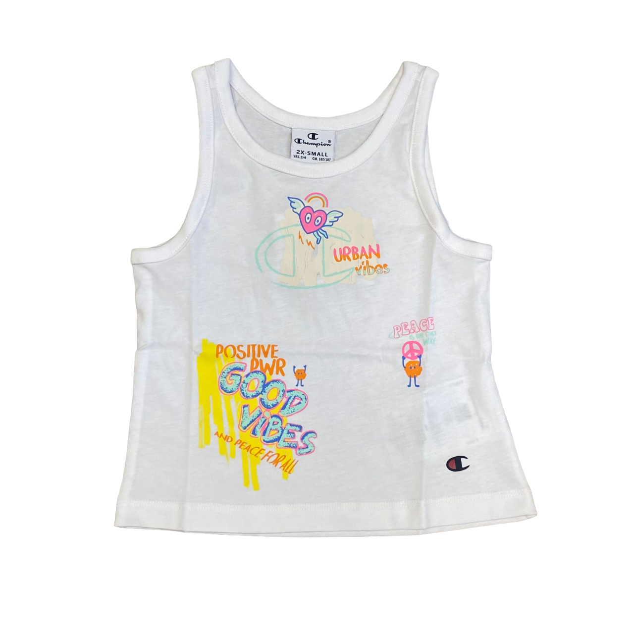 Champion completo da ragazza canotta e pantaloncino 404931 WW001 bianco-verde acqua