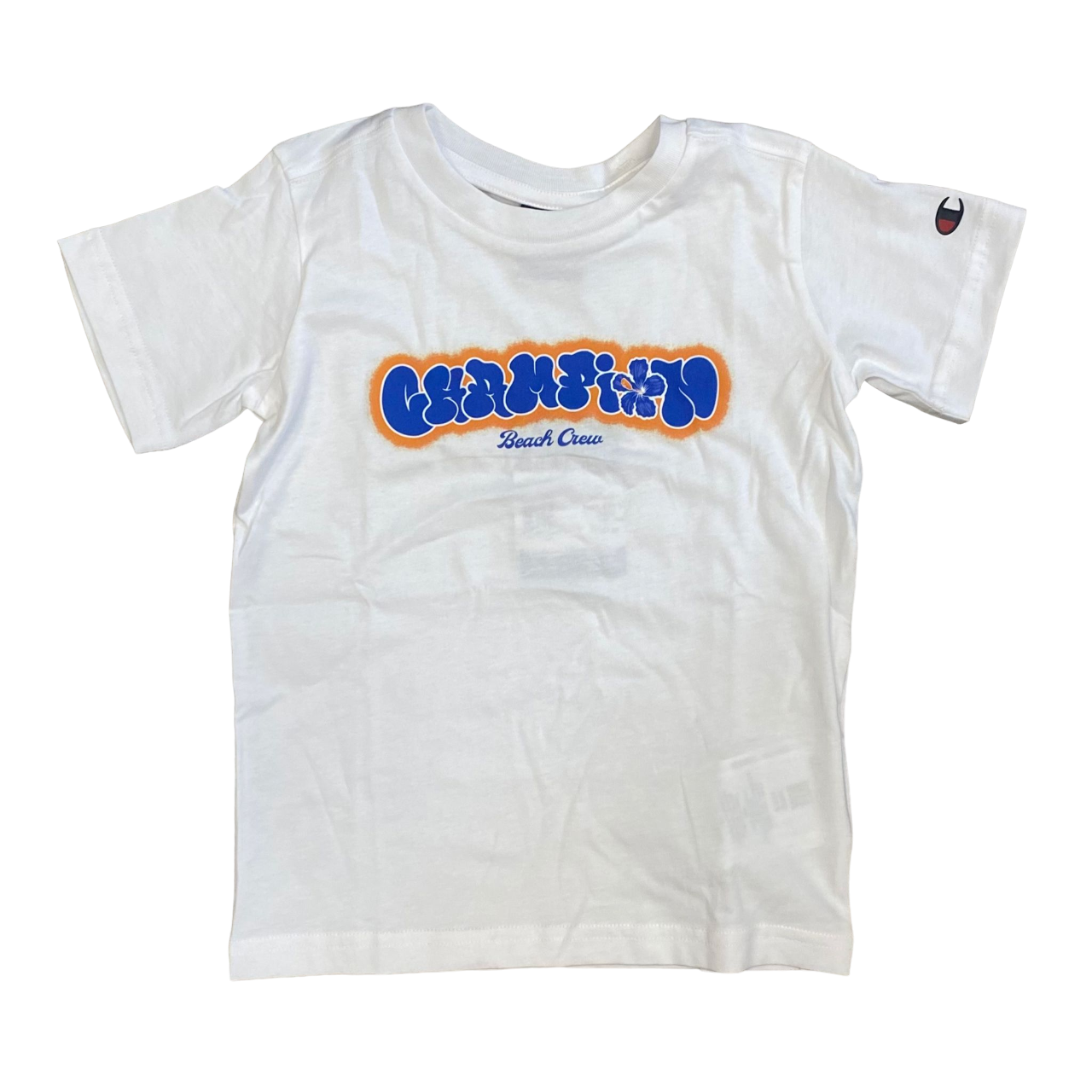 Champion completo da ragazzo maglietta manica corta e pantaloncino Boxer mare 306792 WW001 bianco-bluette