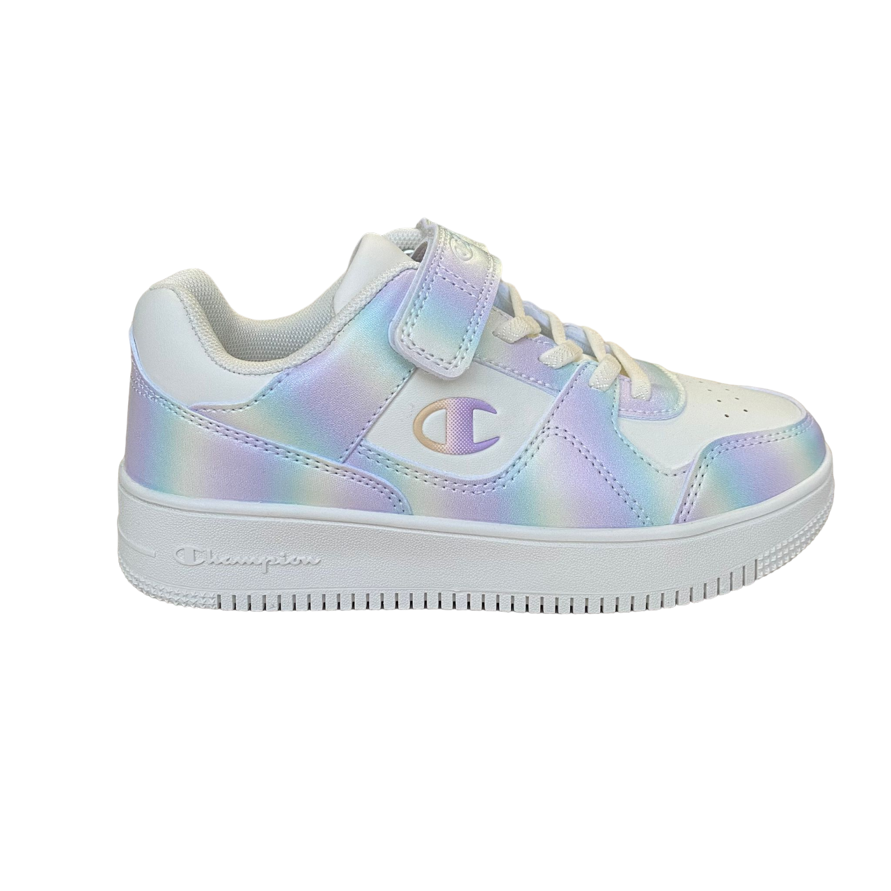 Champion scarpa sneakers da bambina con laccio elastico e velcro S32946-WW002 bianco-multi