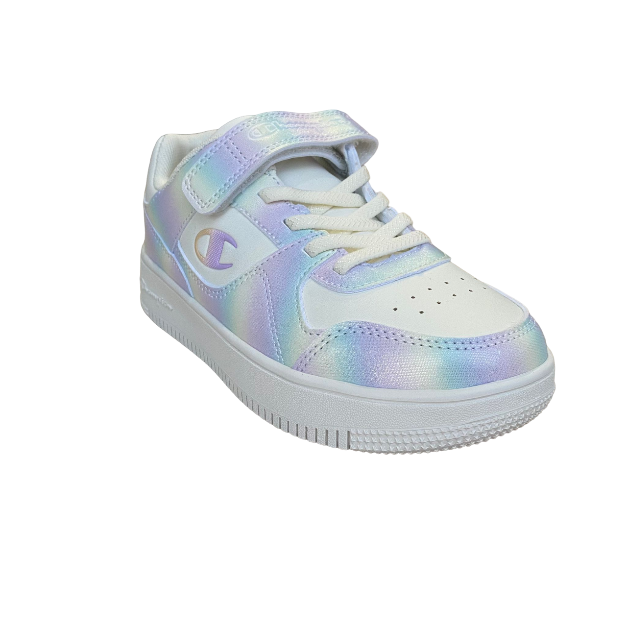 Champion scarpa sneakers da bambina con laccio elastico e velcro S32946-WW002 bianco-multi