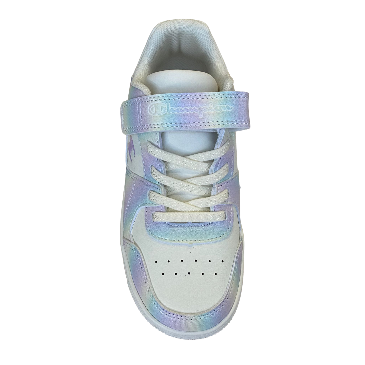 Champion scarpa sneakers da bambina con laccio elastico e velcro S32946-WW002 bianco-multi