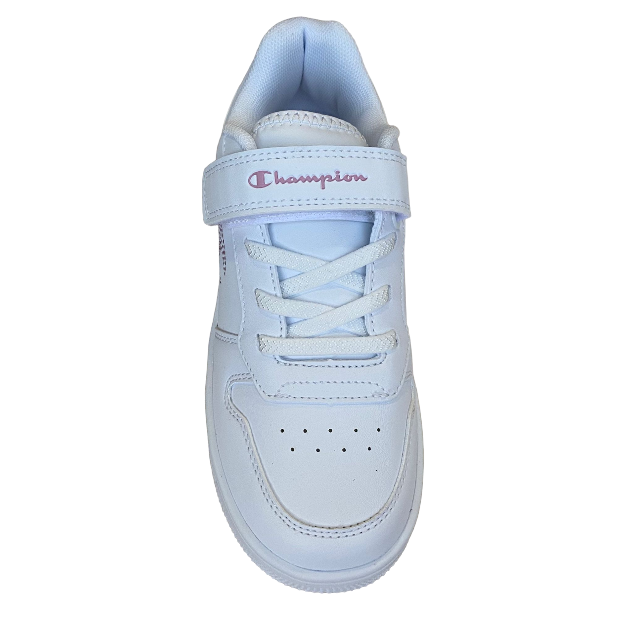 Champion scarpa sneakers da bambina con logo glitterato laccio elastico e velcro S32830-WW010 bianco-rosa