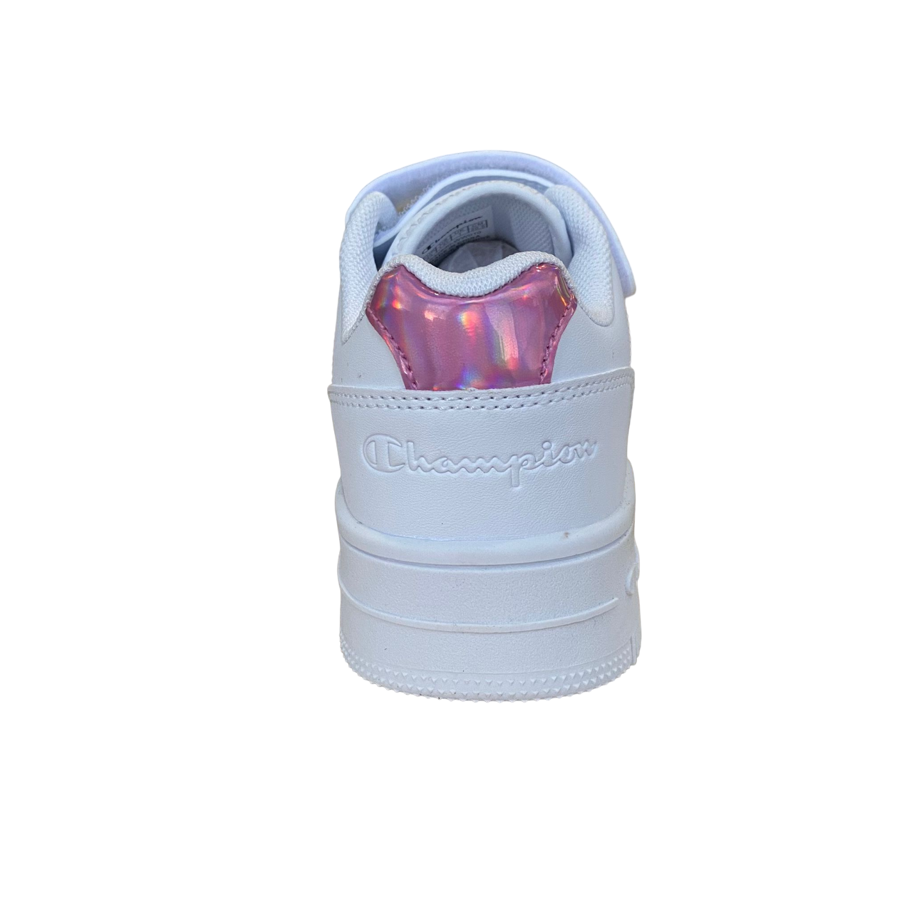 Champion scarpa sneakers da bambina con logo glitterato laccio elastico e velcro S32830-WW010 bianco-rosa