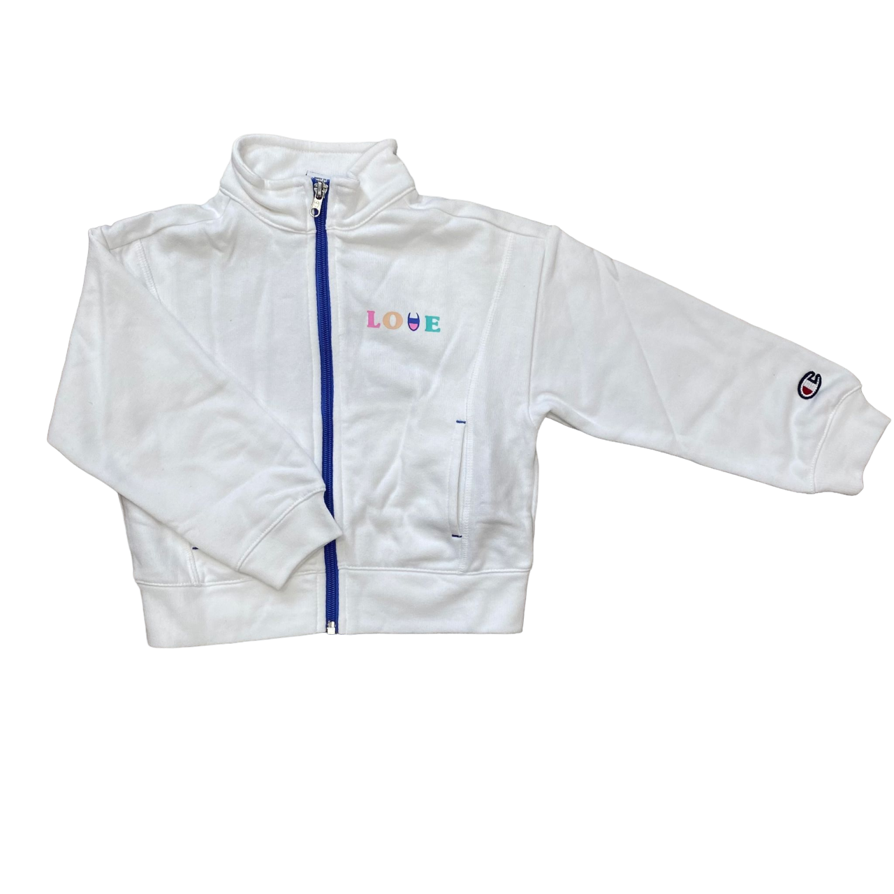 Champion tuta sportiva da ragazza con cerniera intera 404995 WW001 bianco azzurro