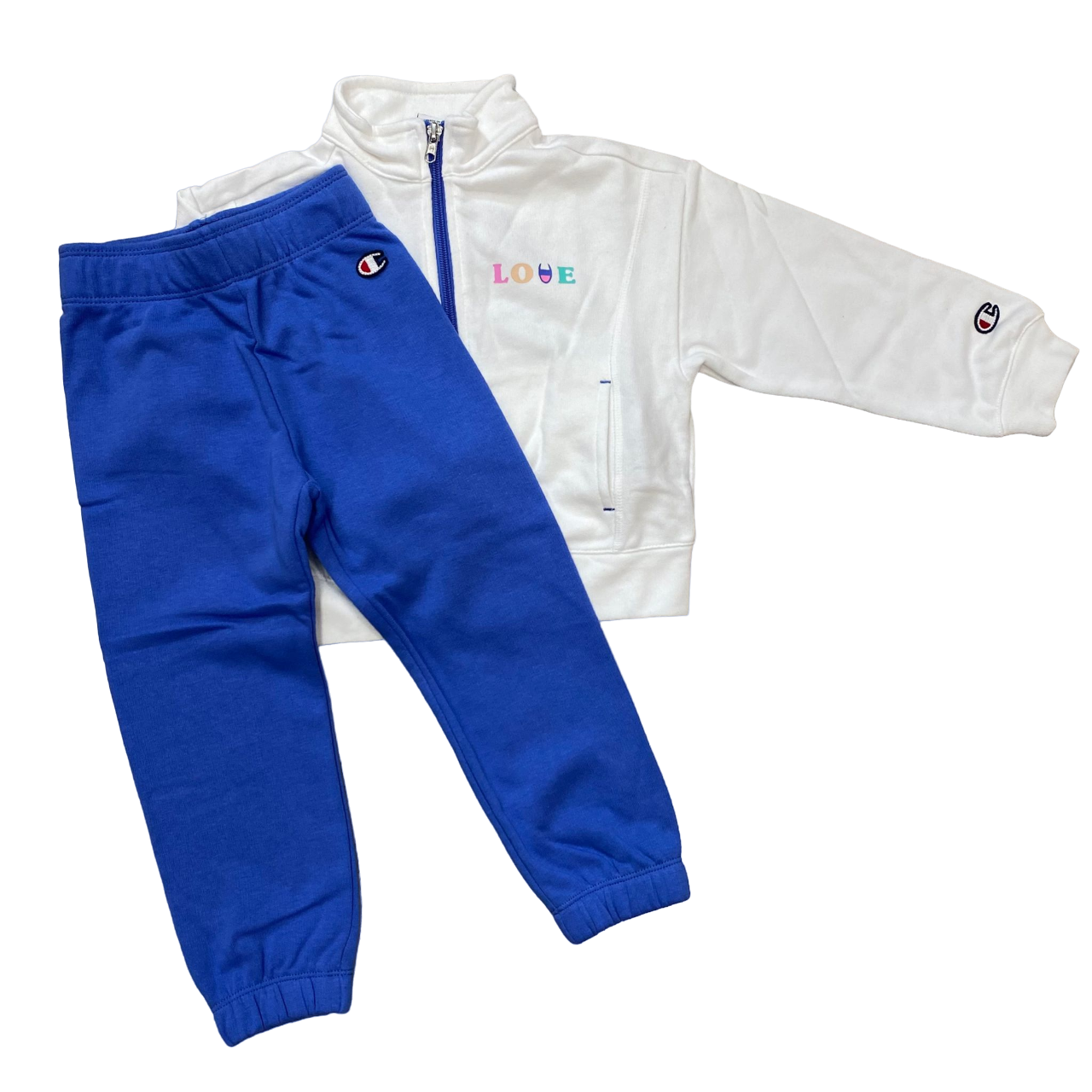 Champion tuta sportiva da ragazza con cerniera intera 404995 WW001 bianco azzurro