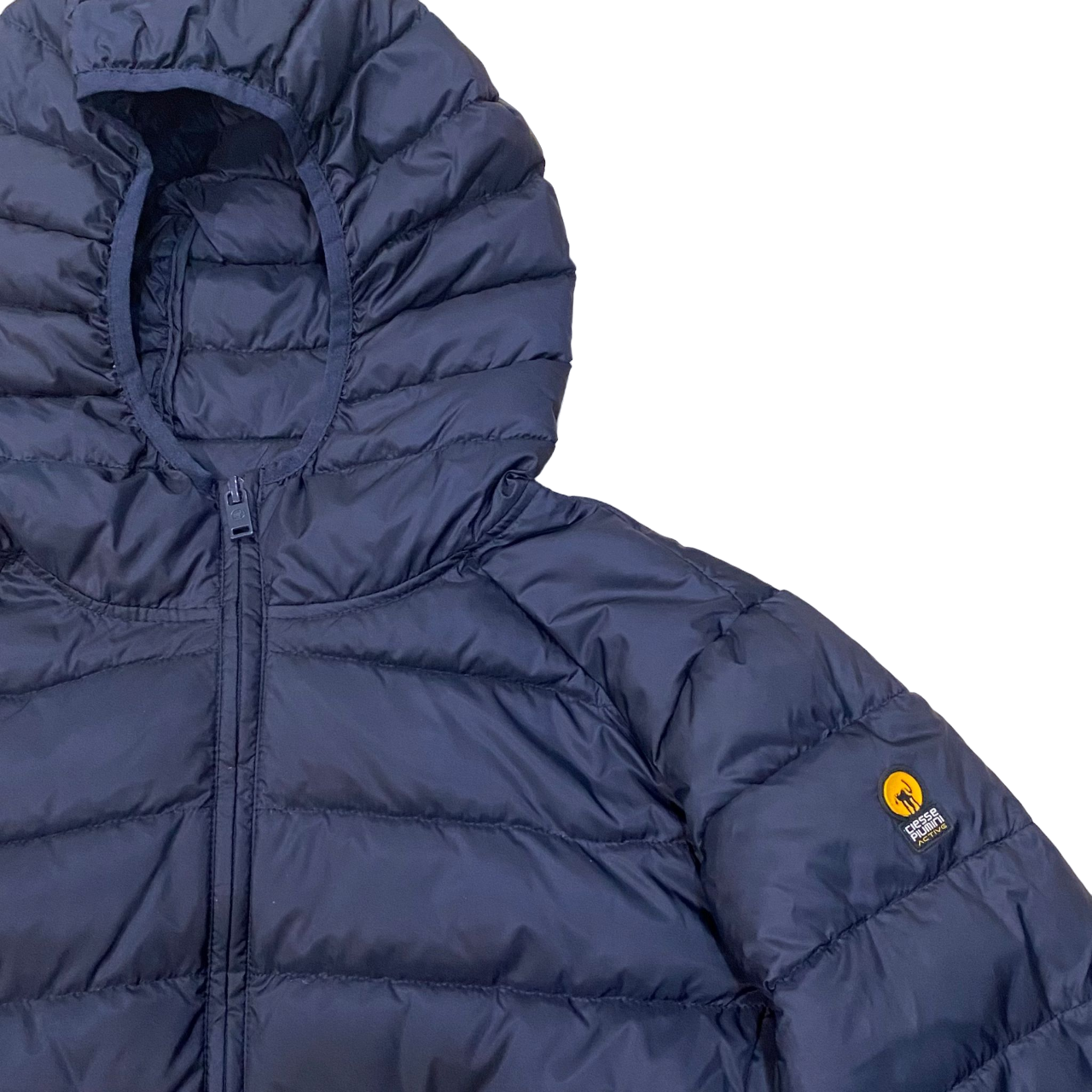 Ciesse Piumini Giacca da donna corta con cappuccio linea sfiancata Flora blu