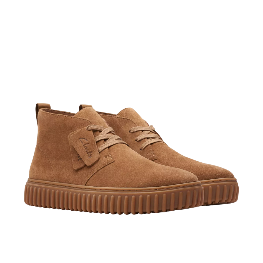 Clarks scarpa Boot in pelle scamosciata da uomo Torhill Desert 173466 7 cognac