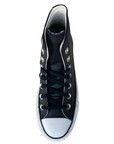 Dettaglio tomaia in pelle nera Converse All Star Chuck Taylor 561675C, materiali premium per donna, vista dall'alto
