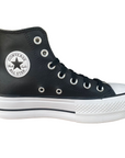 Sneakers Converse All Star Chuck Taylor Donna 561675C nere in pelle con zeppa interna e design alto