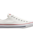 Sneakers Converse All Star Chuck Taylor OX M7652C bianche unisex in tela canvas con design basso low-top, vista laterale