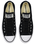 Sneakers Converse CTAS Platform Layer OX 560250C nere donna con suola platform doppio strato, tomaia in tela resistente e occhielli mediali per comfort superiore, vista dall'alto