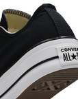 Sneakers Converse CTAS Platform Layer OX 560250C nere donna con suola platform doppio strato, tomaia in tela resistente e occhielli mediali per comfort superiore, vista tallone