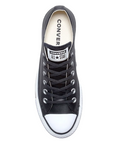 Sneakers Converse Chuck Taylor All Star 561681C platform donna nere in pelle con zeppa e suola doppio strato, scarpe rialzate eleganti con schiuma EVA per comfort superiore, vista dall'alto
