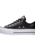Sneakers Converse Chuck Taylor All Star 561681C platform donna nere in pelle con zeppa e suola doppio strato, scarpe rialzate eleganti con schiuma EVA per comfort superiore, vista interna