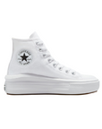 Sneakers Converse Chuck Taylor All Star Move 568498C platform donna bianco-avorio con suola ultraleggera, scarpe alte con ammortizzazione OrthoLite per massimo comfort, vista laterale