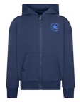 Felpa Converse Junior 9CF391-BFK blu con cappuccio e cerniera zip per ragazzi, hoodie in jersey confortevole con tasche a scivolo e taglio dritto per look casual sportivo, vista frontale