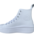Converse scarpa sneakers alta da donna in pelle con zeppa Chuck Taylor Star Move A05535C bianco 1