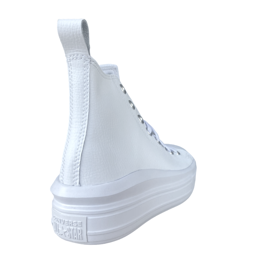 Converse scarpa sneakers alta da donna in pelle con zeppa Chuck Taylor Star Move A05535C bianco 3