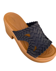 Crocs sandalo da donna con tacco Brooklyn Woven Slide 209979-001 nero