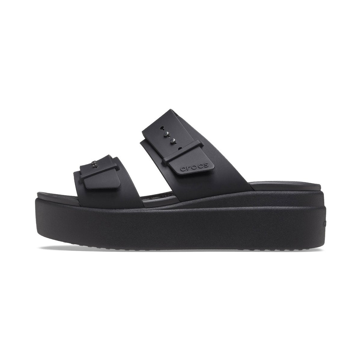 Crocs sandalo da donna con zeppa Brooklyn Buckle Low Wedge 207431-001 nero 1