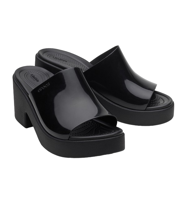 Crocs sandalo da donna con tacco Brooklyn Slide High Shine Heel 209709-001 nero