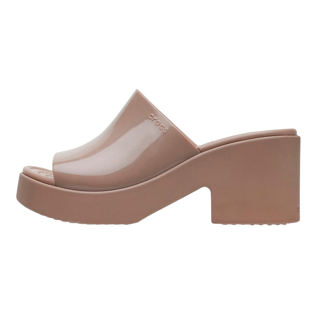 Crocs sandalo da donna con tacco Brooklyn Slide High Shine Heel 209709-2Q9 latte
