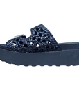 Cult sandalo da donna due fasce in pelle intrecciata impreziosite da fibbie in metallo con logo JANIS 4476 nero